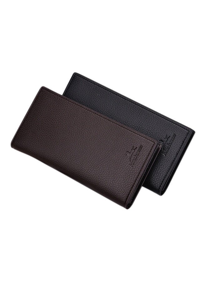 محفظة ذات ثنيتين من جلد البولي يوريثان بلون القهوة - Image 2